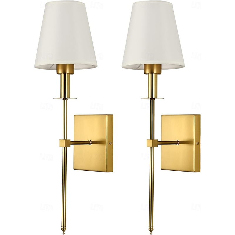 Retro Gold Wall Mounted Bedside Lamps Sconces Lighting Wall Lamps for Bedrooms with Fabric Shade for Bedroom Living Room Corridor Kitchen3