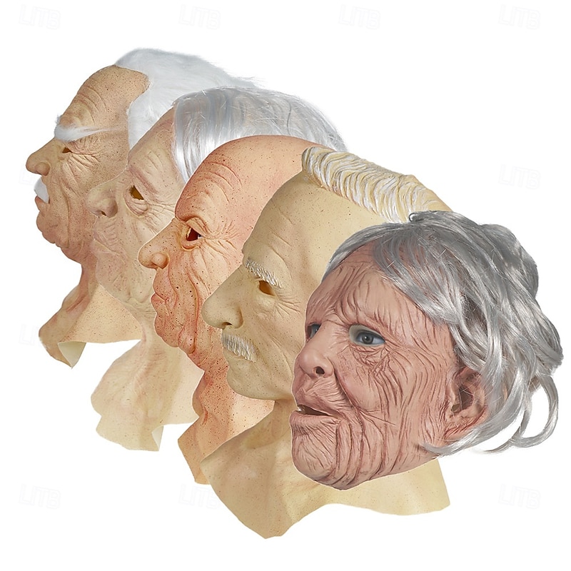 Old Man Old Women Halloween Mask Realistic Mask Horror Scary Full Face Adults' Men's Women's Unisex Halloween Carnival Performance Party Easy Halloween Costumes Dress Up