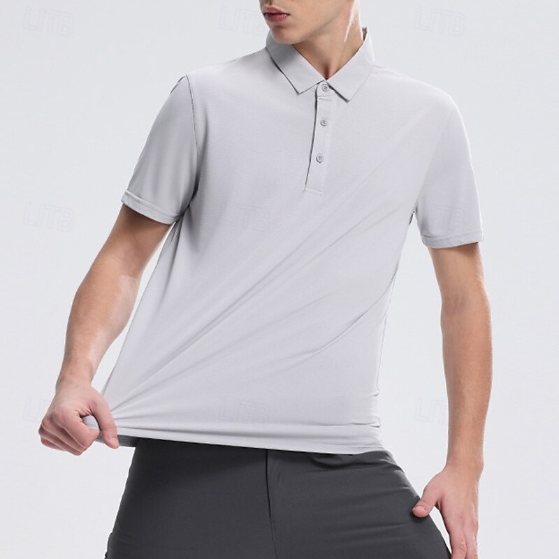 Men's Performance Shirt Sport Tee Shirt Short Sleeve Turndown Top Outdoor Quick Dry Lightweight Sweat wicking Breathable Polyester Dark Pink Black White Tennis Golf Running2