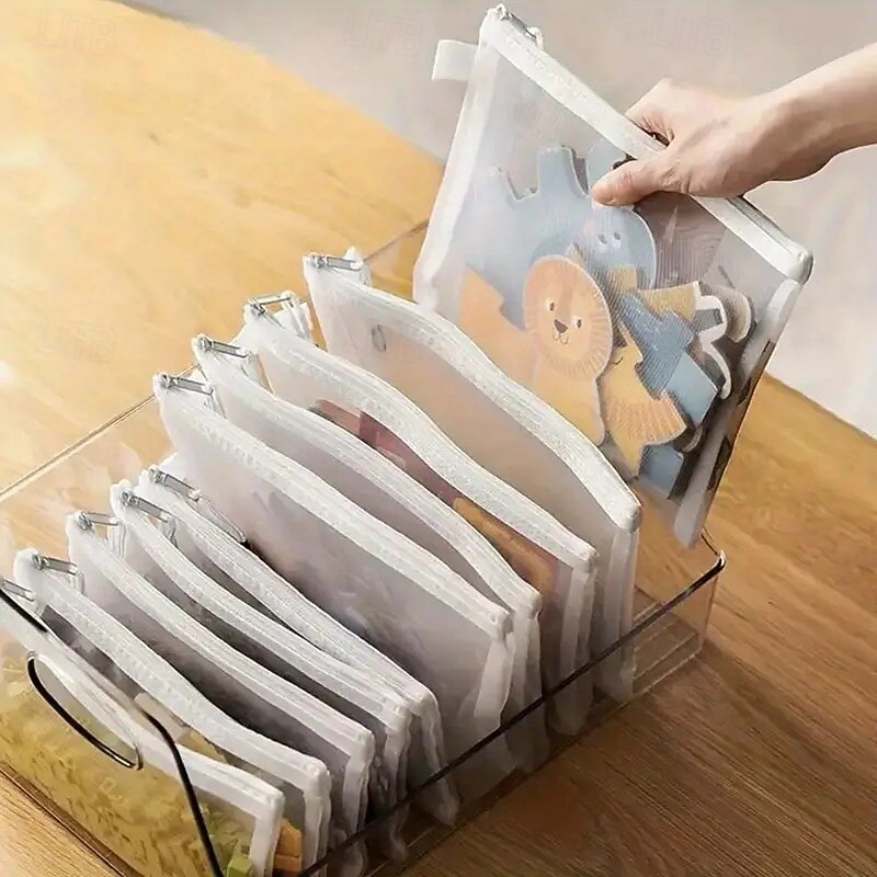 9pcs Mesh Zipper Pouch Set A6/A5/A4, Large Capacity Transparent Document Bags, Portable File Folders, Pencil Cases, Puzzle Storage Organizer for Office, School, Travel2