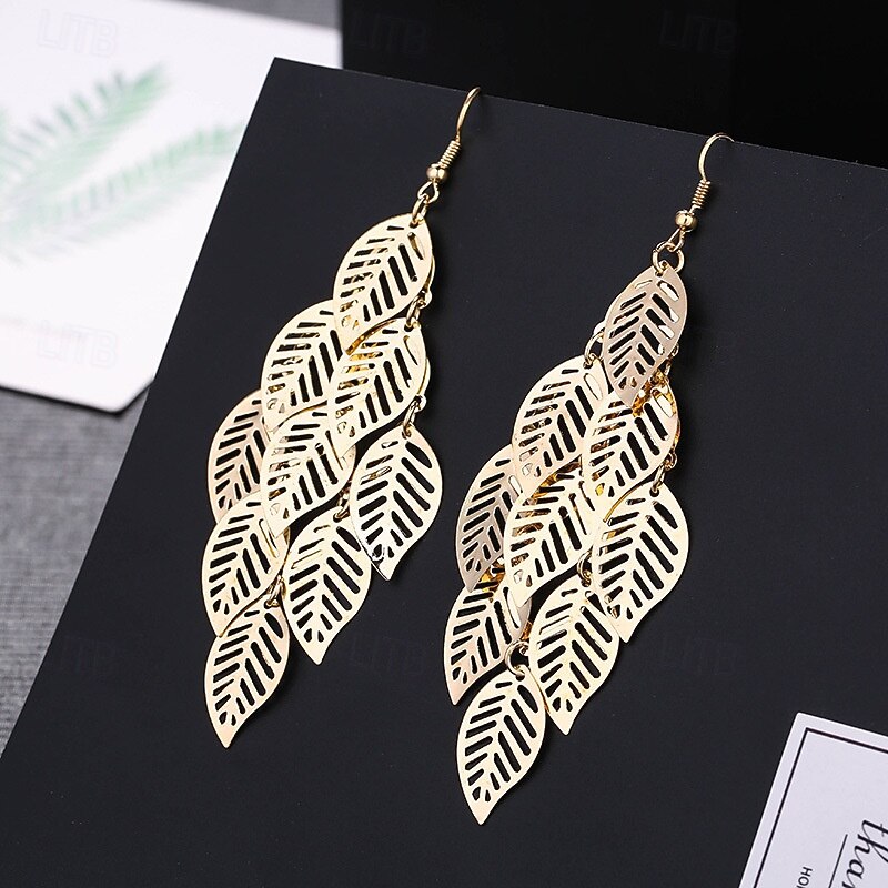 Drop Earrings Classic Leaf Earrings Jewelry Silver / Black / Gold For Wedding Valentine's Day Halloween Gift Daily2