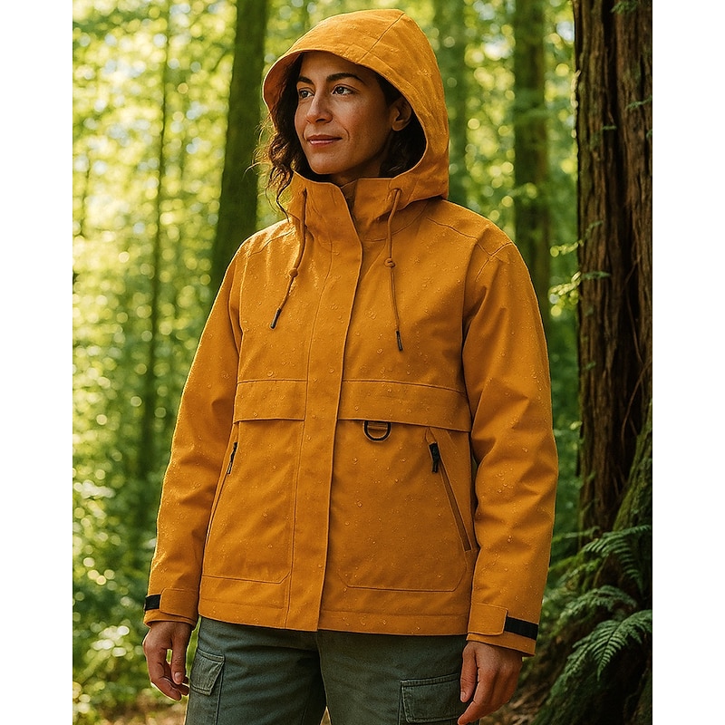 Women's Windbreaker Hiking Jacket rain coat Outdoor Waterproof Windproof Lightweight Hiking Outfits Hiking Clothes Spring Autumn / Fall Top Camping / Hiking / Caving Running Black White Yellow3