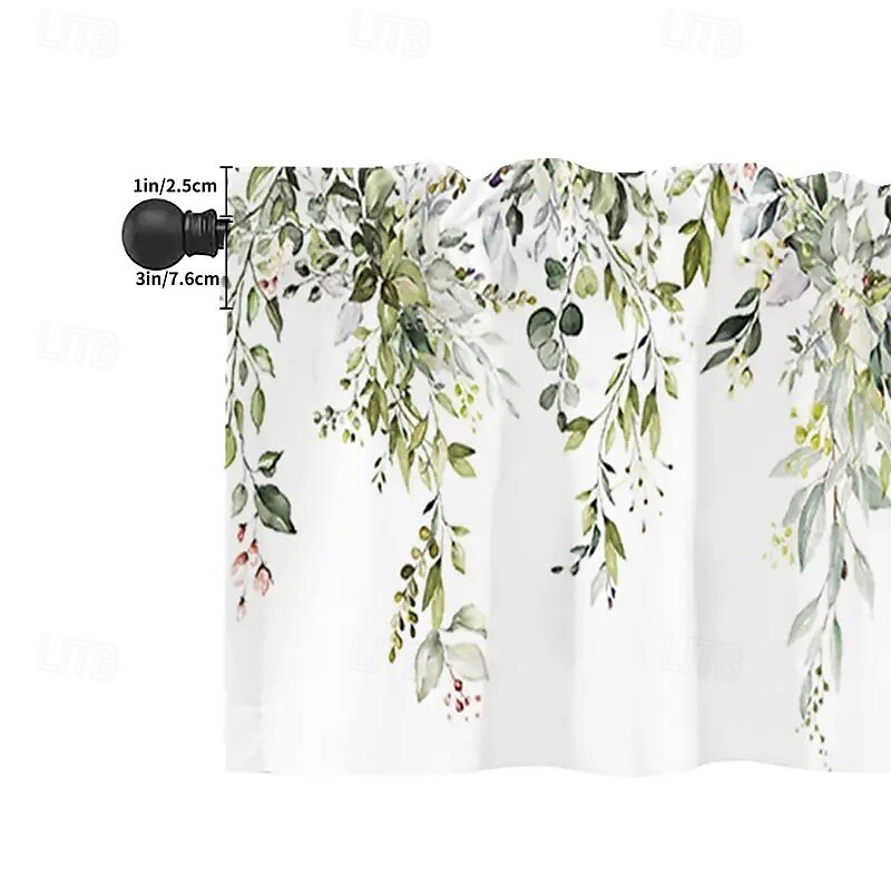 1pc Kitchen Short Curtain 54 Inches * 18 Inches Eucalyptus Leaf Sage Short Semi Transparent Curtain Farmhouse Curtain Window Suitable For Living Room Bedroom Bathroom Coffee Shop Studio Ultra Soft Vel3
