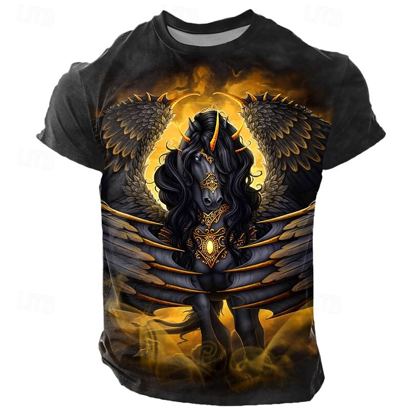 Halloween Men's Sarah Richter Unicorn T Shirt Short Sleeve T shirt 3D Print Crew Neck Round Neck Shirt Exaggerated Designer Artistic Street Casual Daily Black Yellow Blue Summer Spring4