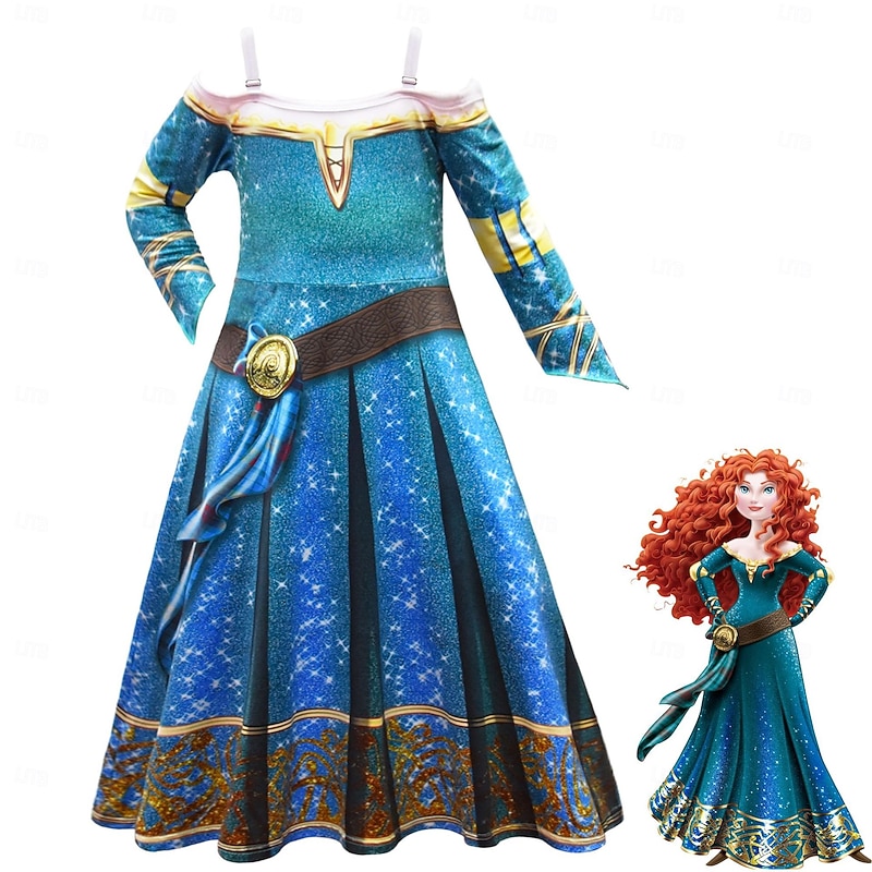 Brave Fairy Tale Princess Merida Dress Cosplay Costume Adventure Movie Cosplay Movie Cosplay for Girls' Kid's Halloween Carnival World Book Day Performance Educational Dress Up School Event Dress Up