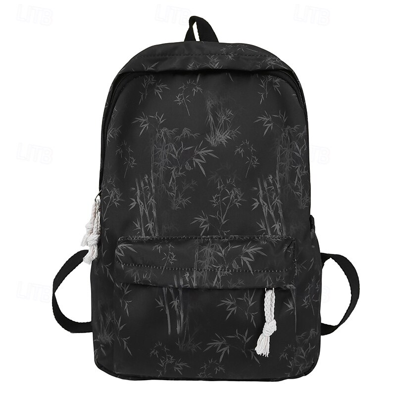 Women's Aesthetic Canvas Backpack with Bamboo Print – Lightweight School Bag for Teen Girls & College Students4