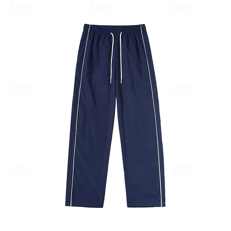 Men's Tech Pants Trousers Casual Pants Pocket Elastic Waist Drawstring Color Block Comfort Sports Outdoor Daily Fashion Casual Dark Blue Micro-elastic4