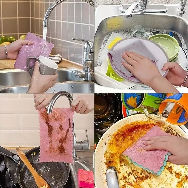 20pcs Microfiber Dish Cloths, Double-Sided Cleaning Towels for Kitchen, Reusable Dish Rags, Scrubber Cloths for Dishes, Multi-Purpose Cleaning Supplies and Kitchen Accessories3