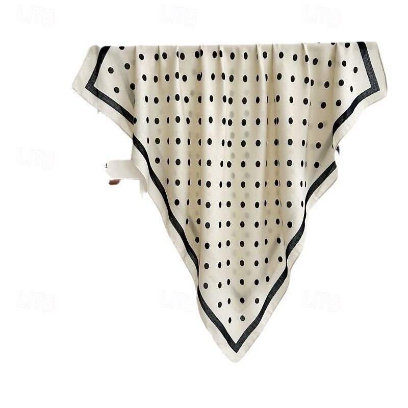 Women's Square Scarf Street Daily Date Black White Scarf Polka Dot3