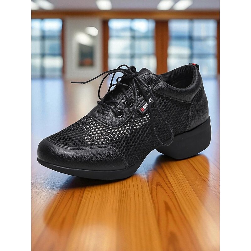 Women's Breathable Mesh Jazz Dance Sneakers - Lightweight Lace-Up Shoes for Professional Practice and Performance3
