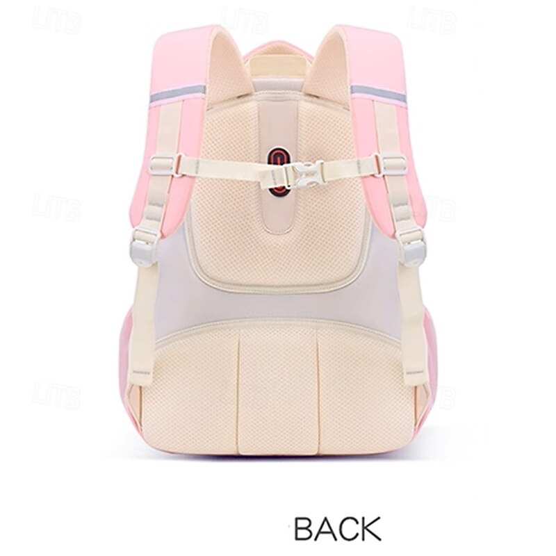 Girls' Pink and White School Backpack with Cute Cartoon Keychain, Lightweight Waterproof Bookbag with Large Capacity for Elementary and Middle School Students4