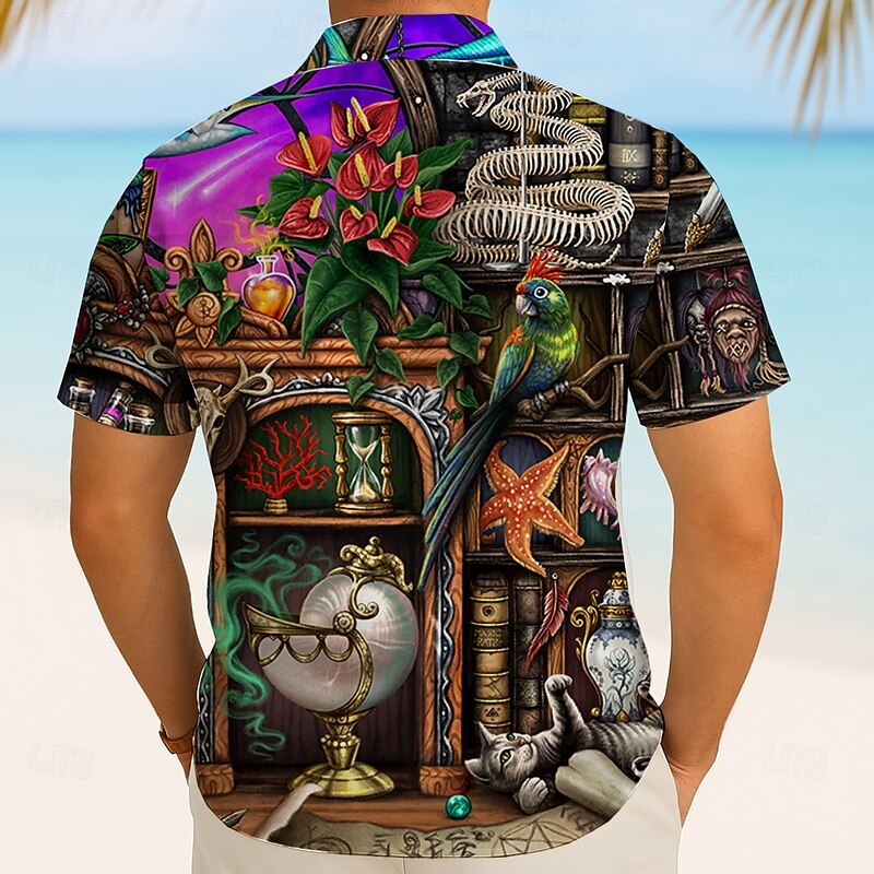 Cabinet of Curiosities by Sarah Richter Men's Snake Mouse Button Up Shirt Long Sleeve Designer Shirt Limited Artist Edition2