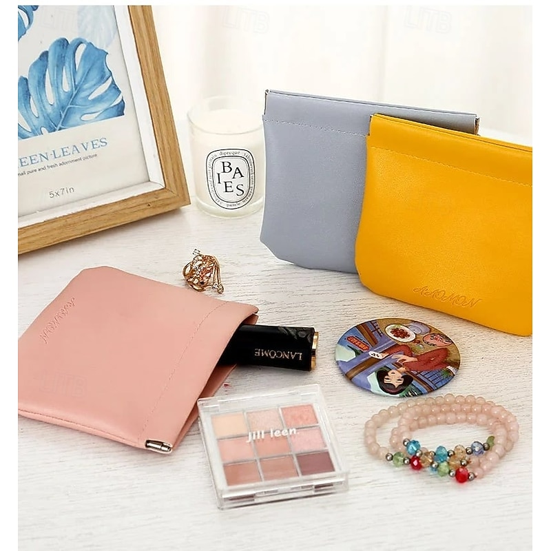 Pocket Cosmetic Bag Waterproof Snap Closure Organizer Portable Makeup Pouch for Keys Lipstick Charging Cables Travel Storage Convenient and Compact Carry Case2