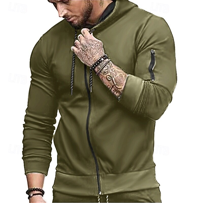 Men's Hoodie Full Zip Hoodie Fleece Hoodie Tactical Hoodie Fleece lined Hoodie Black Army Green Navy Blue Gray Hooded Plain Zipper Pocket Sports & Outdoor Casual Daily Streetwear Cool Sportswear3