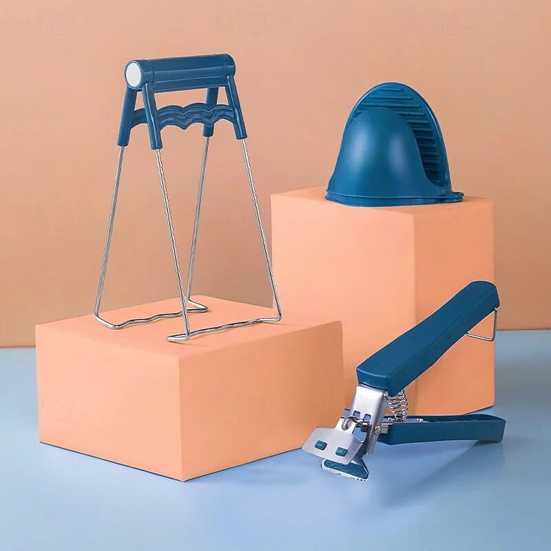 Anti-scalding Clip Set, Stainless Steel Plate Bowl Gripper, Non-slip Steamer Tray Lifter Tongs, Heat Resistant Dish Clamp Tool for Kitchen Home Use2