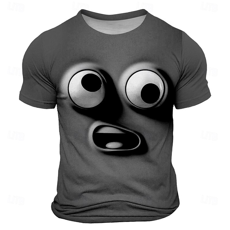 Men's Cartoon 3D T Shirt Short Sleeve T shirt 3D Print Crew Neck Shirt Exaggerated Designer Party Street Casual Black Blue Purple Summer Spring All Seasons Clothing Apparel S M L XL XXL XXXL3