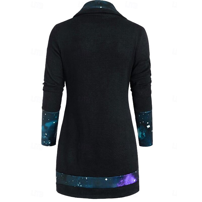 Women's Blouse Ombre Stylish Casual Long Sleeve Cowl Neck Long Tops Daily Buttons Print Black Purple Green Spring Fall Winter4