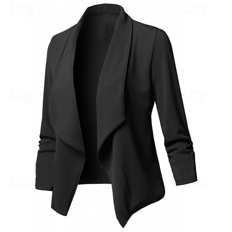 Women's Blazer Comfortable Breathable Slim Fit Fashion Modern Plain Work Daily Regular Turndown Regular Fit Long Sleeve Outerwear Black Green Khaki Spring Fall3
