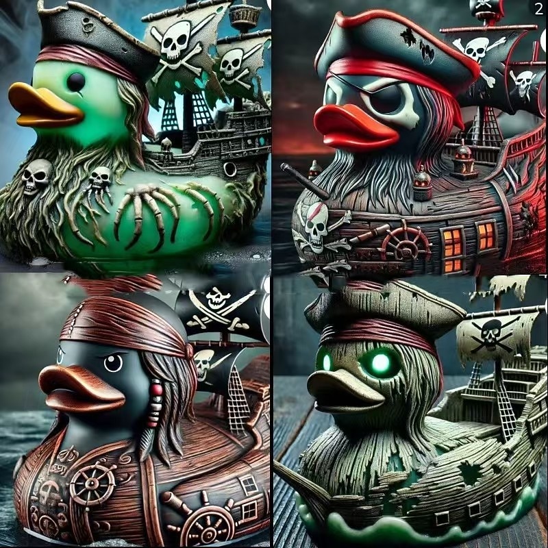 Pirate Captain Duck Resin Statue Figurine, Nautical Duck Decor for Shelf or Desk, Funny Pirate Ship Captain Duck Sculpture for Halloween or Coastal Party Display