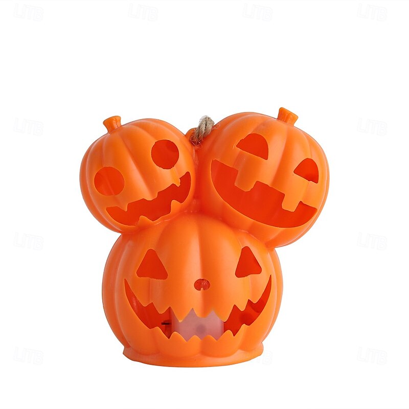 1 Pc Halloween Pumpkin Lantern Luminous Decorative Prop 3 Head Mutant Pumpkin Lantern Atmosphere Ornament Lamp4