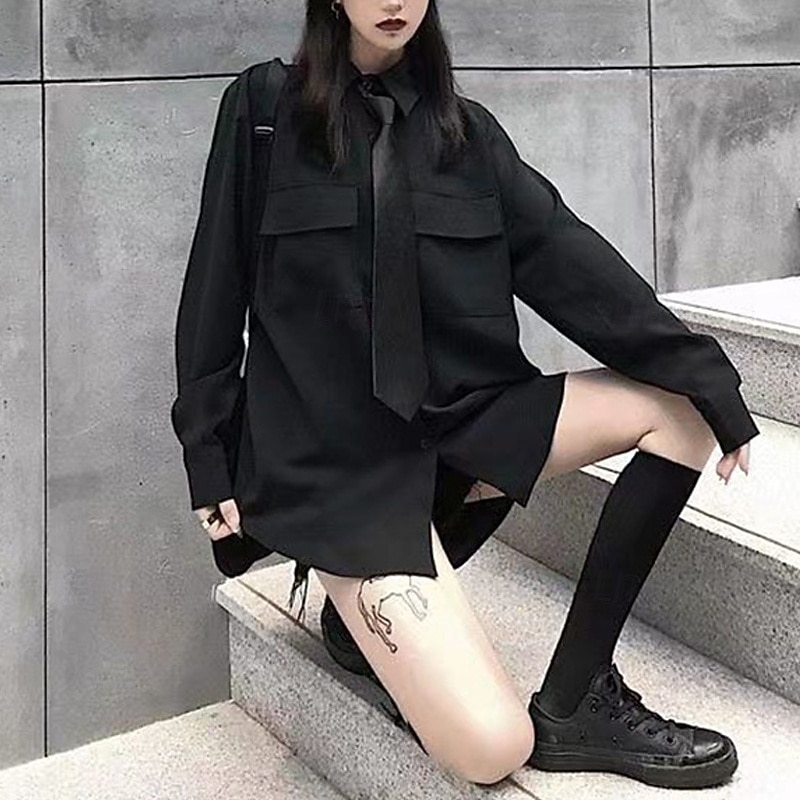 Women's Shirt Texture Blouse Plain Daily Stylish Basic Long Sleeve Shirt Collar Regular Tops Work Daily Holiday Buttons Black Spring Fall4