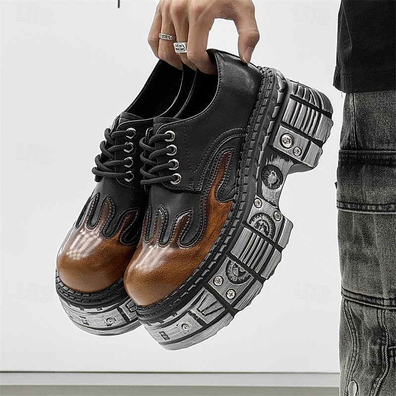 Men's Gothic Flame Platform Oxford Shoes – Punk Style Thick Sole Shoes for Cosplay, Halloween & Streetwear3