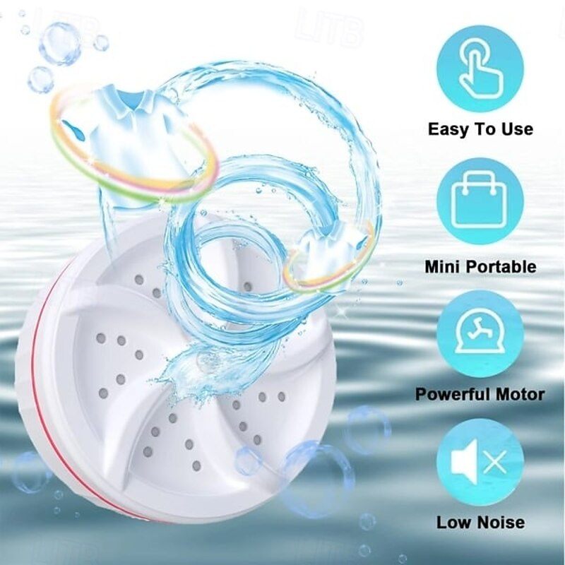 Mini Washing Machine and Dishwasher Portable Automatic Small Turbo Spinner Washer for Socks Underwear Baby Powder Container Convenient Compact Laundry Helper4