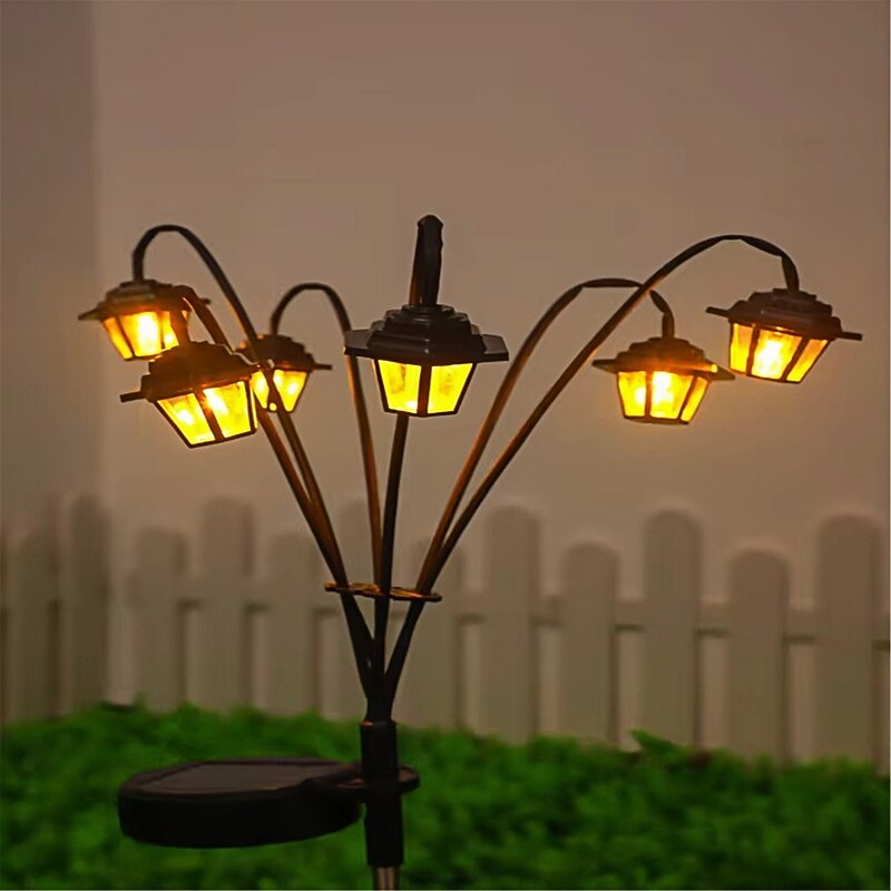 Solar Lights Retro Lantern Decorative Light Solar-Powered 6led Retro Street Lamp Shaped Decorative Light Suitable For Garden Courtyard 1pc3