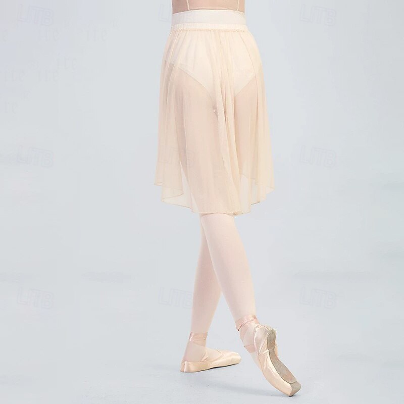 Ballet Skirts Pure Color Splicing Tulle Women's Performance Training High Tulle3