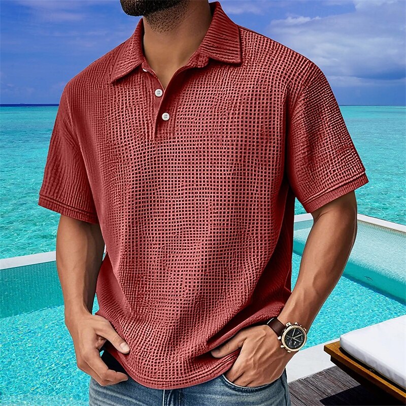 Men's Corduroy Shirt Golf Shirt Work Casual Lapel Short Sleeve Basic Modern Plain Buttons Summer Regular Fit Black White Light Green Red Navy Blue Dark Green Corduroy Shirt4