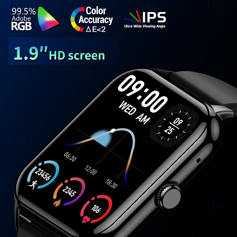 CY13 Smart Watch 1.9 inch Smartwatch Fitness Running Watch Bluetooth Timer Call Reminder Heart Rate Monitor Sedentary Reminder Find My Device Compatible with Android iOS IP68 Women Heart Rate Monitor3