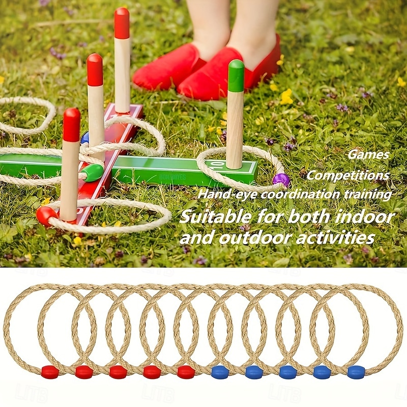 Pack of 10 Ring Toss Game Replacement Parts for Outdoor Throwing Rings Suitable for Speed and Agility Practice Games Lawn Party Activities (Red and Blue)