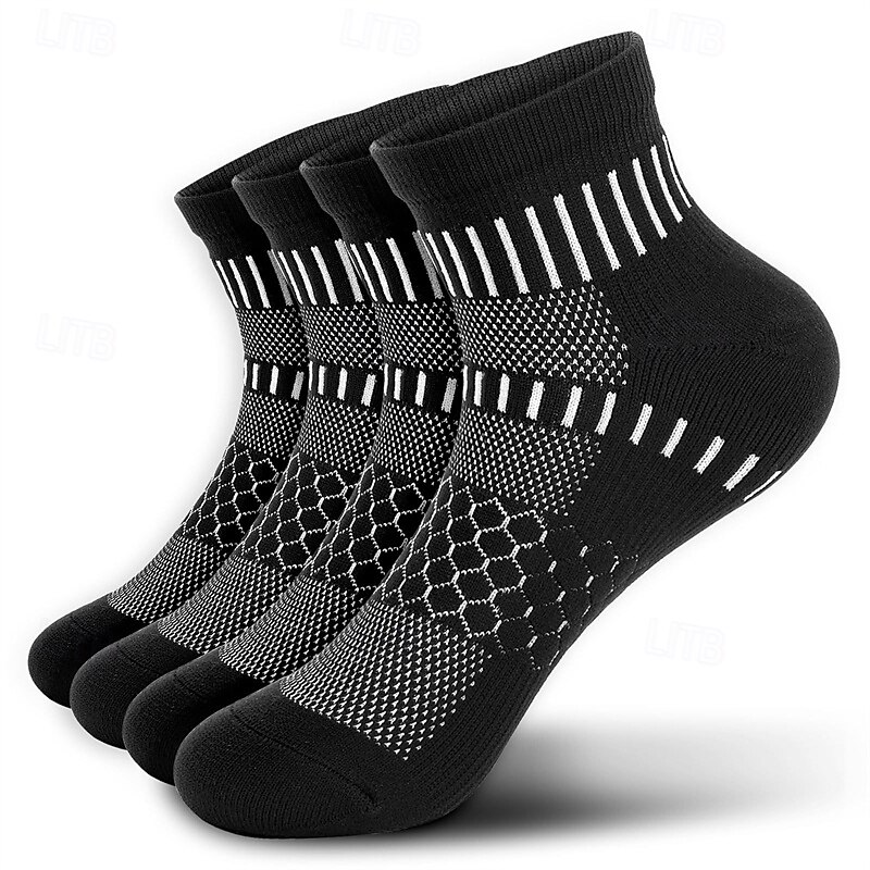 Men's 3 Pairs Multi Packs Socks Running Socks Casual Socks Black+White+Gray Black Color Geometic Vacation Sports & Outdoor Daily Basic Medium Spring Fall Fashion Casual2