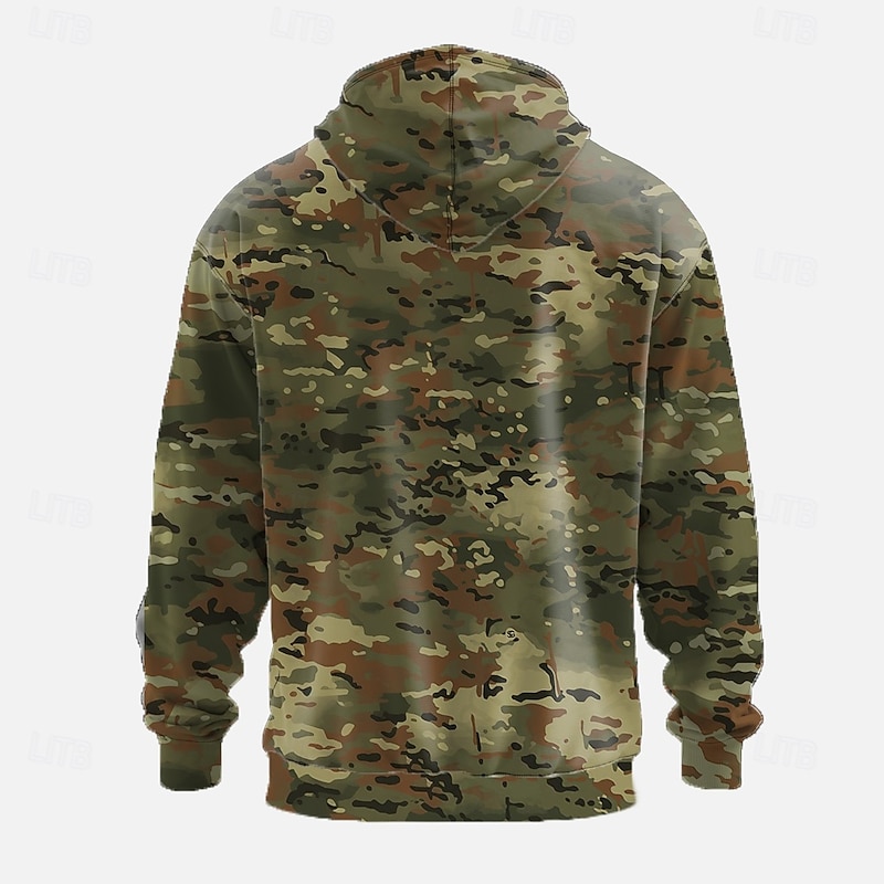 Men's Camouflage Hoodies Sweatshirt Fashion Vintage Retro Long Sleeve Crew Neck Sports Outdoor Hunting Red Blue Drawstring Fall Winter Designer2