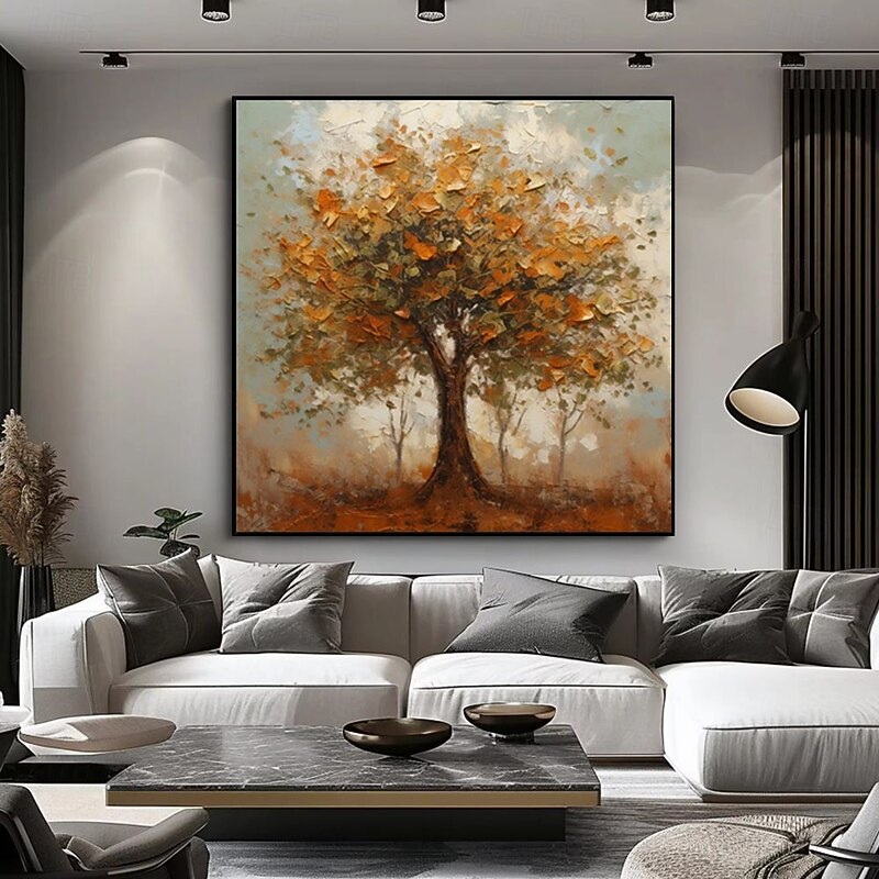 Handmade Oil Painting Canvas Wall Art Decoration Modern Abstract Golden Tree Landscape for Home Decor Stretched Frame Hanging Painting/Rolled Frameless Unstretched Painting