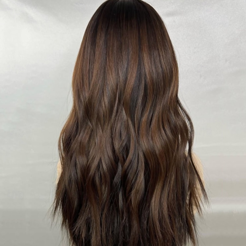 Human Hair 5x5 Closure 13x4 Lace Front Wig Middle Part Brazilian Hair Body Wave Brown Wig 130% 150% Density with Baby Hair Highlighted / Balayage Hair 100% Virgin Glueless Pre-Plucked For Women Long3