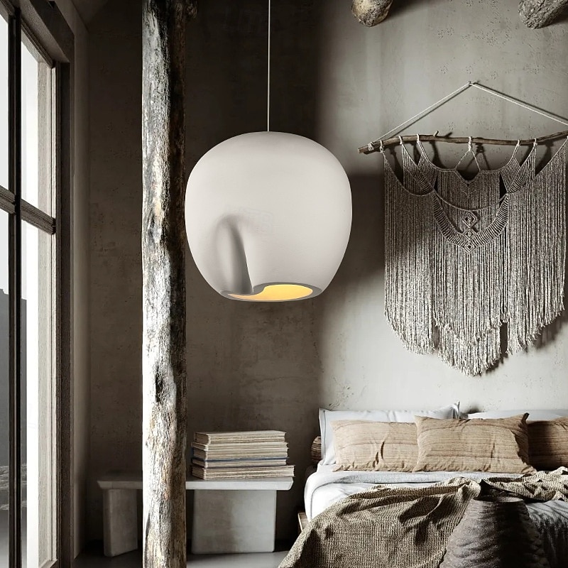 Minimalist White Art Deco Pendant Light, Polystyrene Materia, Warm White White Light, E26 E27, Adjustable Chain2