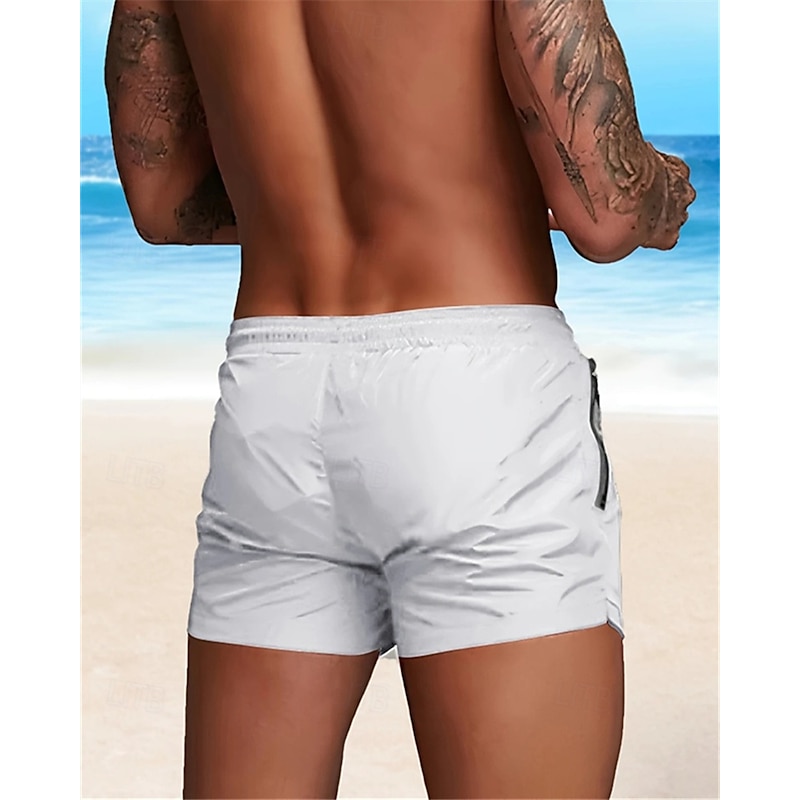 Men's Swim Trunks Swim Shorts Board Shorts Coconut Tree Quick dry Breathable Elastic Waist Drawstring Vacation Beach Hawaiian Casual Black White3