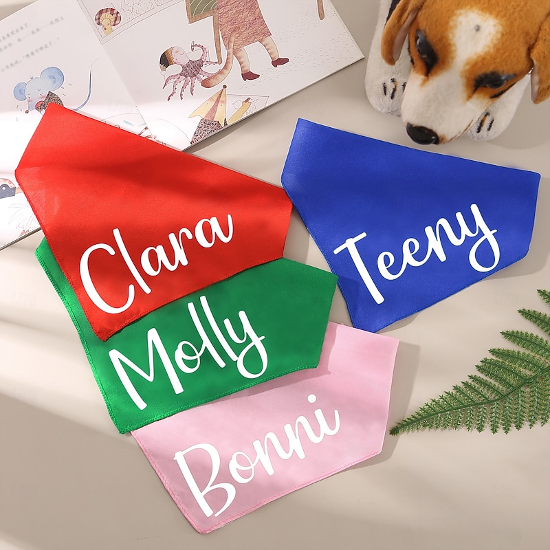 Personalized Name Dog Bandana Custom Gift, Soft Pet Scarf with Clear Engraving, Unique ID Accessory for Daily Walks, Parties, Photo Shoots, Gift for Dog Lovers2