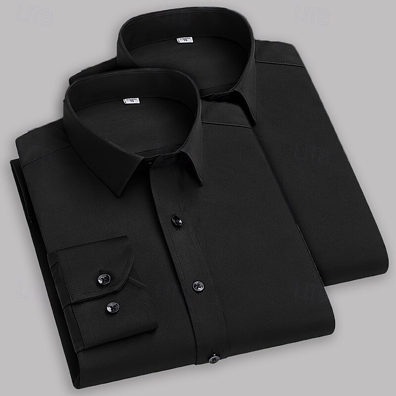 Men's Shirt Dress Shirt Button Up Shirt Tuxedo Shirts Solid / Plain Color Office & Career Daily Wear Navy Blue+Black Black Black+Gray Long Sleeve Shirt Collar All Seasons Clothing Apparel Multi-pack4