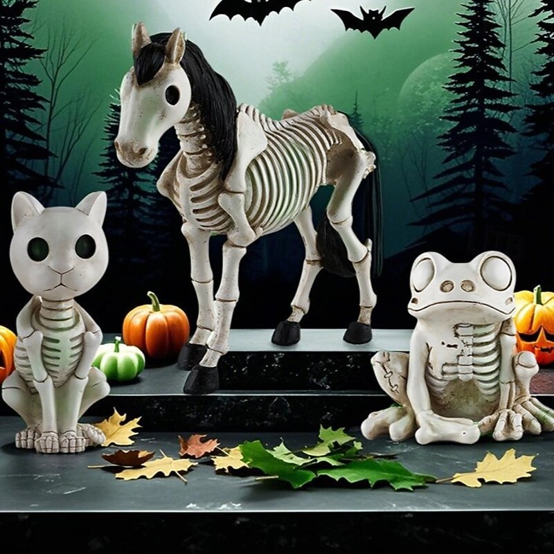 Skeleton Horse Skeleton Horse Statue Creepy Halloween Skeleton Animals Halloween Novelty Skeleton Farm
