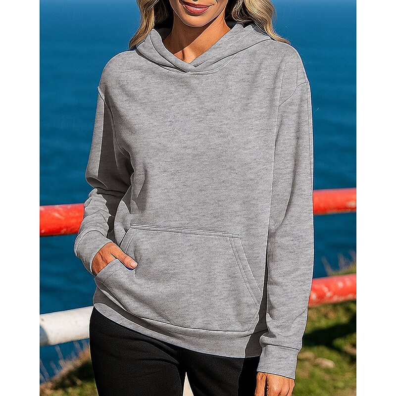 Women's Pullover Sweatshirt Hoodie Trackshirt Long Sleeve Top Athleisure Fall Solid Colored Sun Protection Windproof Outdoor Jogging Running Sportswear Activewear Black White Pink4