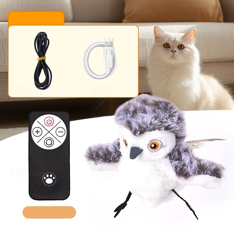 Cat Bird Toy, Touch Activated Kitten Toys with Sound and Feather Cat Exercise Toys for Indoor Cat, Interactive Cat Toys for Indoor, Playtime Soft Bird Toy