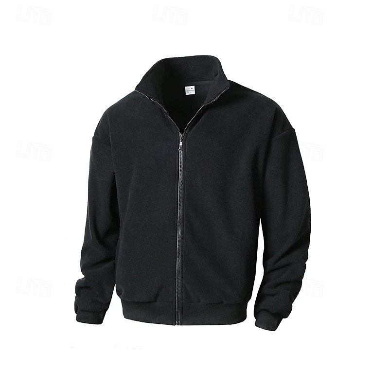 Men's Fleece Jacket Winter Jacket Thermal Jacket Winter Outdoor Thermal Warm Top Dark Grey Black Green Khaki3