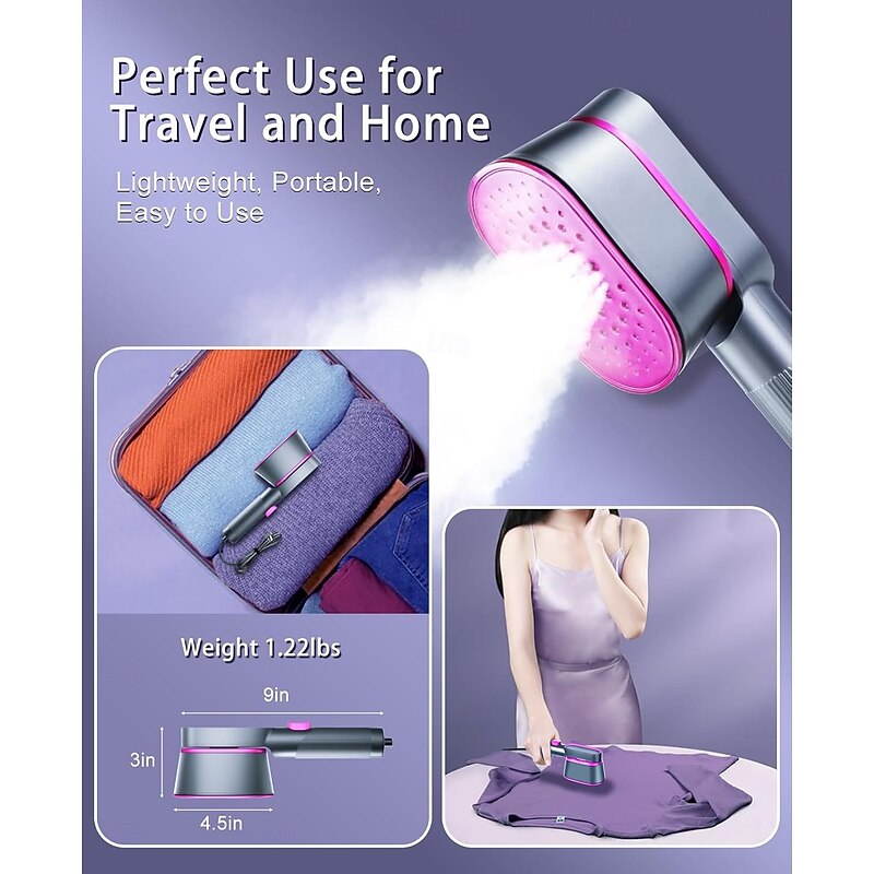 Portable Steamer for Clothes, 2 In 1 Clothes Steamer, 9s Heat Up Travel Size Portable Garment Steamer Iron, Large handheld for Global Traveling4