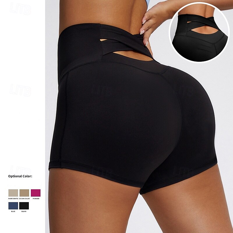 Women's Yoga Shorts Biker Shorts Tummy Control High Waist Gym Workout Athletic Bottoms Solid Color Black White Pink Sports Activewear Tight Fit