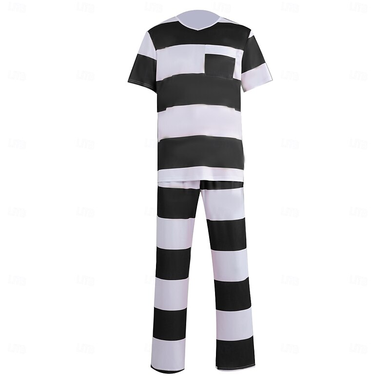 Prisoner Halloween Cosplay Costume Cosplay Adults' Men's Women's Halloween Carnival Party Masquerade Easy Halloween Costumes Dress Up2