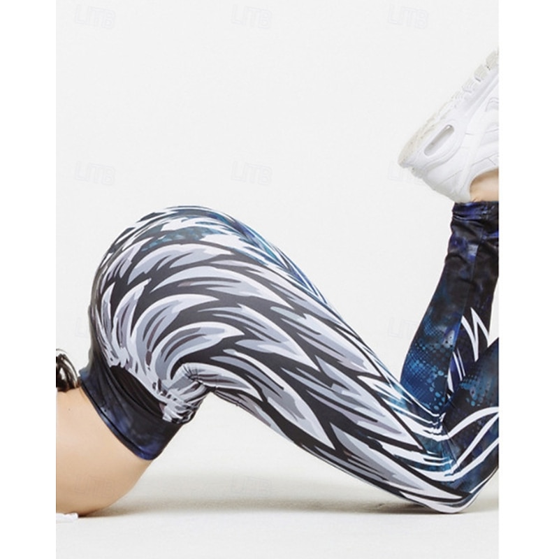 Women's Capri Leggings Yoga Leggings Tummy Control High Waist Gym Athletic Pilates Bottoms Printing Black Fall Sports Activewear Tight Fit3