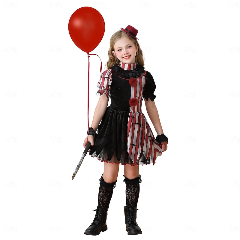 Circus Clown Halloween Dress Cute Punk & Gothic Horror Kid's Girls' Halloween Carnival Performance Party Easy Halloween Costumes Dress Up2