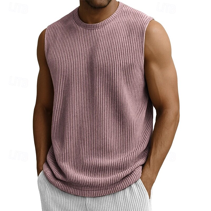 Men's Tank Top Vest Top Undershirt Sleeveless Shirt Sleeveless Crew Neck Summer Plain Fashion Designer Basic Classic Jacquard Vacation Street Going out Black White Pink Top Tee for Men